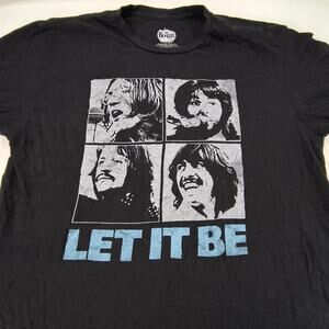 Beatles Band Short Sleeve Graphic Casual T Shirt Mens Size Large L Black Blue